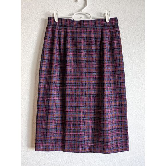 VINTAGE SAG HARBOR Purple Plaid Mid-length Skirt Size 10 - Picture 2 of 12